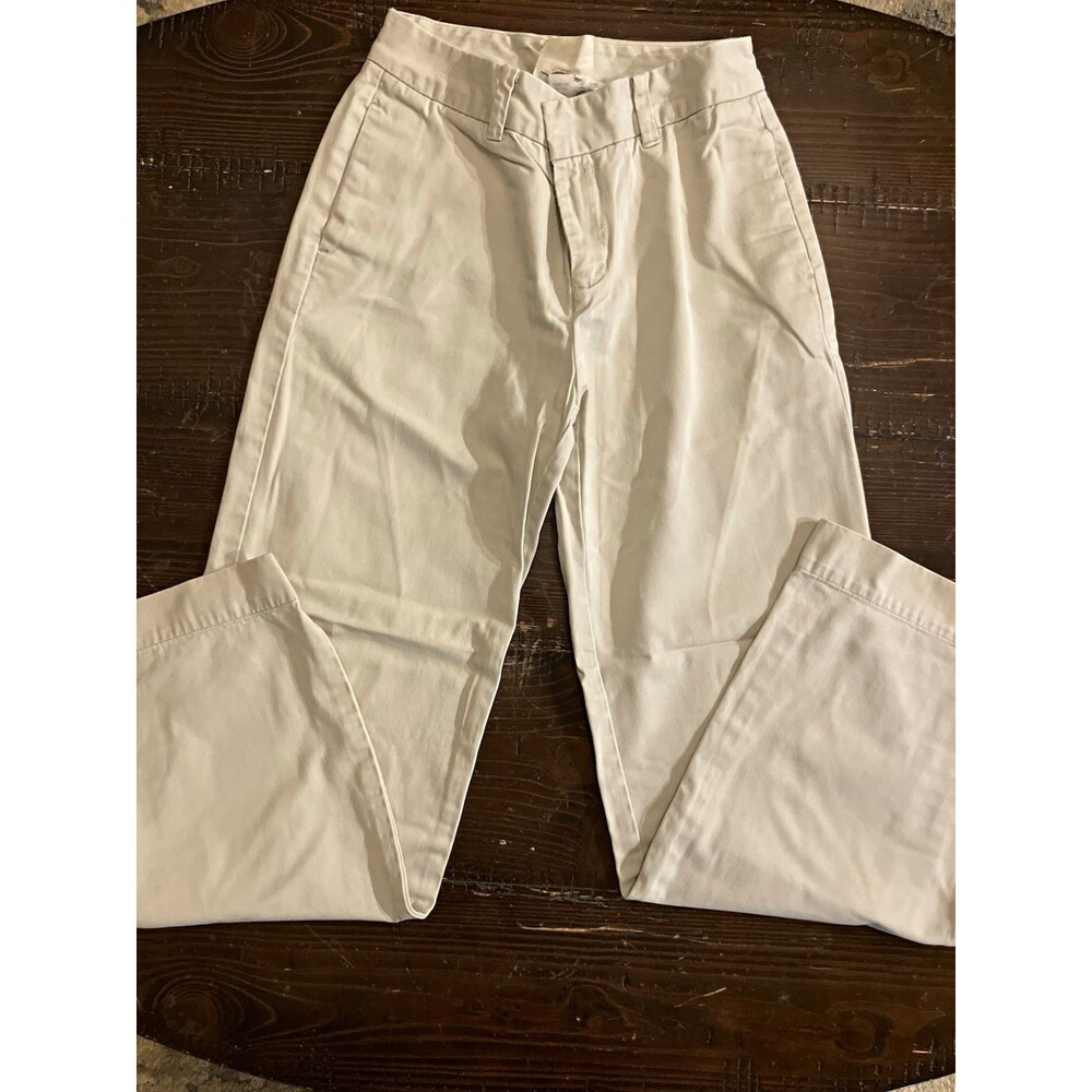 GAP Women's Beige Solid Khakis Pants Flat Front Cotton Juniors Size 1